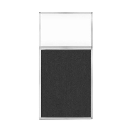 Versare Hush Panel Configurable Cubicle Partition 3' x 6' W/ Window Black Fabric Clear Window 1852302-2